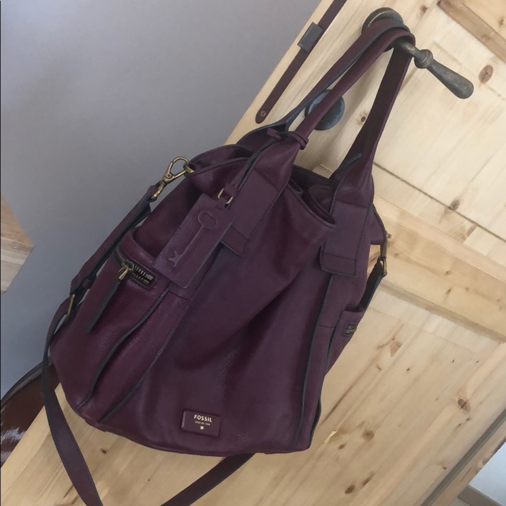 fossil burgundy purse